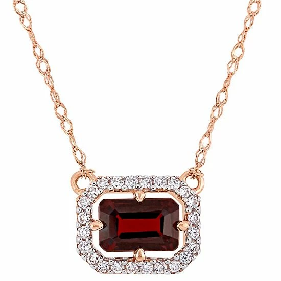 Stella Grace 14k Rose Gold Garnet & 1/10 Carat T.W. Diamond Pendant Necklace 1 Stella Grace 14k Rose Gold Garnet & 1/10 Carat T.W. Diamond Pendant Necklace