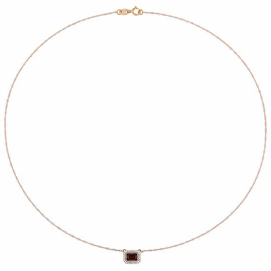 Stella Grace 14k Rose Gold Garnet & 1/10 Carat T.W. Diamond Pendant Necklace 2 Stella Grace 14k Rose Gold Garnet & 1/10 Carat T.W. Diamond Pendant Necklace - Image 2