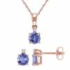 Stella Grace 10k Rose Gold Tanzanite Diamond Accent Solitaire Pendant Necklace & Earrings Set