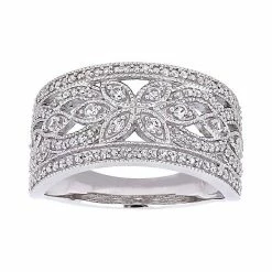 Stella Grace 10k White Gold Lab-Created White Sapphire Filigree Ring