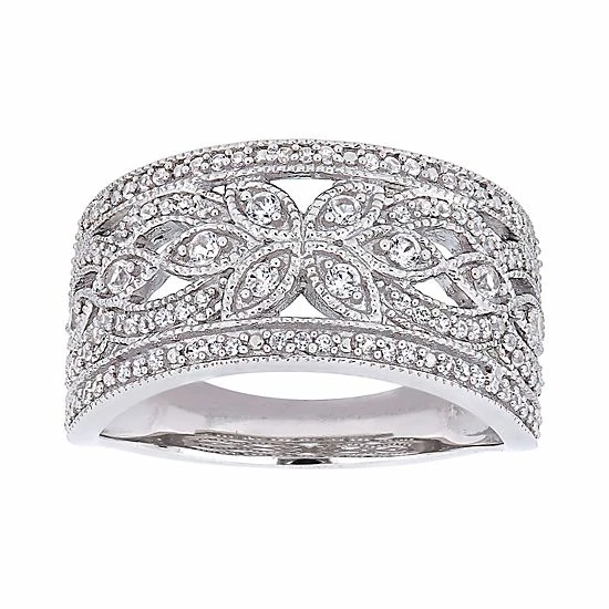 Stella Grace 10k White Gold Lab-Created White Sapphire Filigree Ring 1 Stella Grace 10k White Gold Lab-Created White Sapphire Filigree Ring