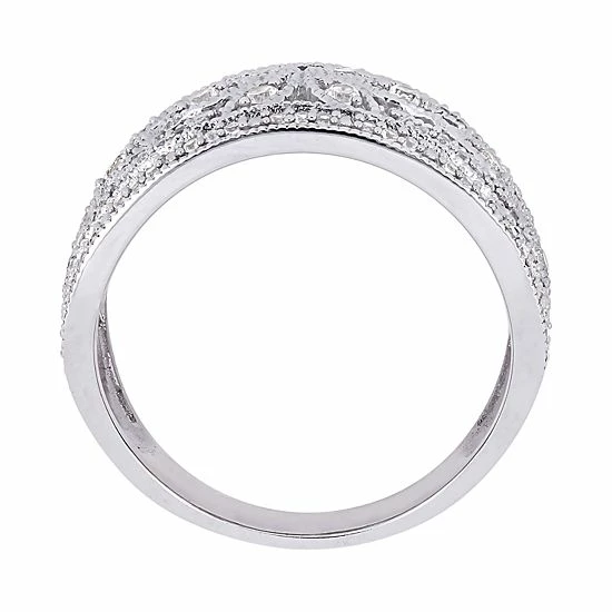 Stella Grace 10k White Gold Lab-Created White Sapphire Filigree Ring 3 Stella Grace 10k White Gold Lab-Created White Sapphire Filigree Ring - Image 3