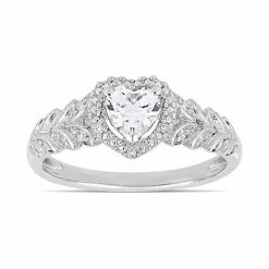 Stella Grace 10k White Gold Lab-Created White Sapphire & Diamond Accent Heart Ring