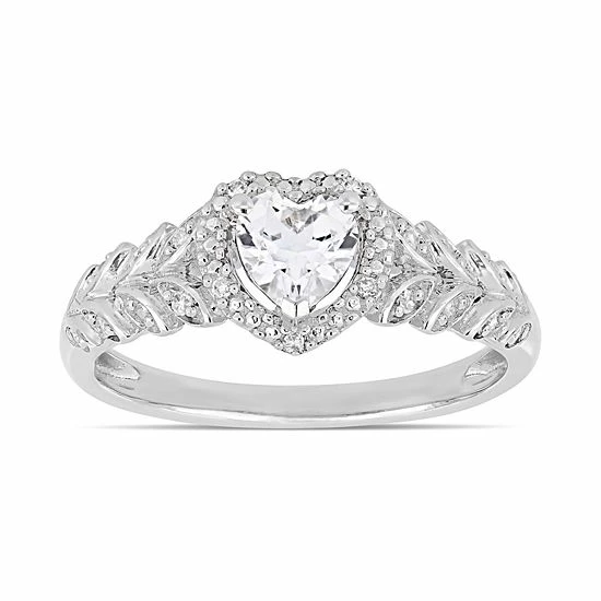 Stella Grace 10k White Gold Lab-Created White Sapphire & Diamond Accent Heart Ring 1 Stella Grace 10k White Gold Lab-Created White Sapphire & Diamond Accent Heart Ring