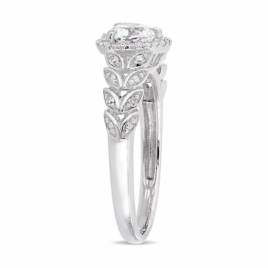 Stella Grace 10k White Gold Lab-Created White Sapphire & Diamond Accent Heart Ring 2 Stella Grace 10k White Gold Lab-Created White Sapphire & Diamond Accent Heart Ring - Image 2