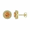 Stella Grace Sterling Silver Citrine & 1/10 Carat T.W. Diamond Halo Earrings
