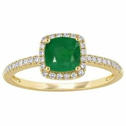 Stella Grace 14k Gold Emerald & 1/5 Carat T.W. Diamond Square Halo Ring