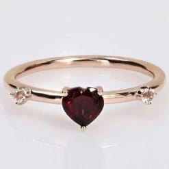 Stella Grace 10k Rose Gold Heart Garnet & White Topaz Stackable Ring -Stella Grace Sales unnamed file 5481