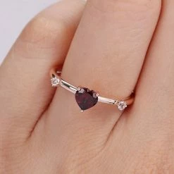 Stella Grace 10k Rose Gold Heart Garnet & White Topaz Stackable Ring -Stella Grace Sales unnamed file 5484