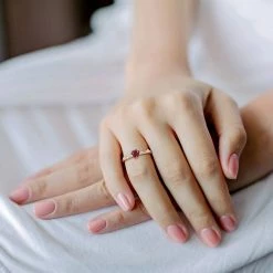 Stella Grace 10k Rose Gold Heart Garnet & White Topaz Stackable Ring -Stella Grace Sales unnamed file 5485