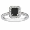 Stella Grace 10k White Gold 1 1/4 Carat T.W. Black & White Diamond Double Halo Engagement Ring