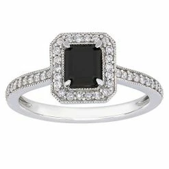 Stella Grace 10k White Gold 1 1/4 Carat T.W. Black & White Diamond Double Halo Engagement Ring