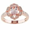 Stella Grace 10k Rose Gold Morganite & 1/10 Carat T.W. Diamond Floral Halo Ring
