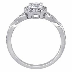 Stella Grace Sterling Silver Lab-Created White Sapphire & 1/10 Carat T.W. Diamond Vintage Floral Ring -Stella Grace Sales unnamed file 5518