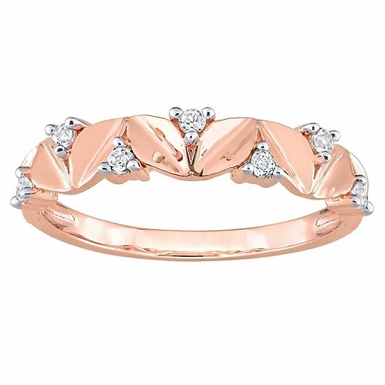 Stella Grace 18k Rose Gold Over Silver White Topaz Semi-Eternity Ring 1 Stella Grace 18k Rose Gold Over Silver White Topaz Semi-Eternity Ring