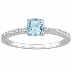 Stella Grace 10k White Gold Blue Topaz & Diamond Accent Promise Ring