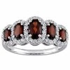 Stella Grace 10k White Gold Garnet & White Topaz Halo 5-Stone Ring
