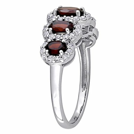 Stella Grace 10k White Gold Garnet & White Topaz Halo 5-Stone Ring 2 Stella Grace 10k White Gold Garnet & White Topaz Halo 5-Stone Ring - Image 2
