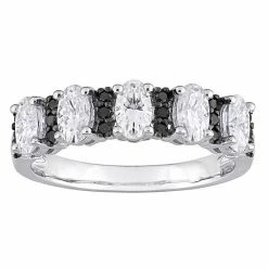 Stella Grace 10k White Gold & 1/6 Carat T.W Black Diamond & Lab-Created Moissanite Semi-Eternity Ring