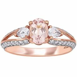 Stella Grace 10k Rose Gold Morganite & White Topaz Split Shank Engagement Ring