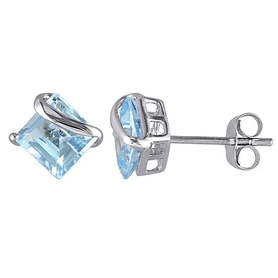 Stella Grace 10k White Gold & Blue Topaz Square-Shaped Stud Earrings 1 Stella Grace 10k White Gold & Blue Topaz Square-Shaped Stud Earrings