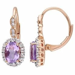 Stella Grace 14k Rose Gold Amethyst, White Topaz & Diamond Accent Vintage Leverback Earrings
