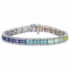 Stella Grace Sterling Silver Multicolor Lab-Created Sapphire Bracelet