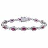 Stella Grace Sterling Silver Red Cubic Zirconia & Lab-Created White Sapphire Tennis Bracelet