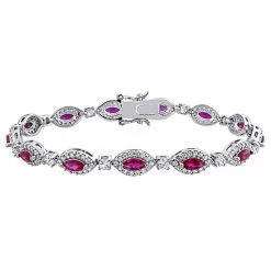 Stella Grace Sterling Silver Red Cubic Zirconia & Lab-Created White Sapphire Tennis Bracelet