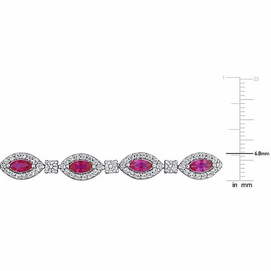 Stella Grace Sterling Silver Red Cubic Zirconia & Lab-Created White Sapphire Tennis Bracelet 2 Stella Grace Sterling Silver Red Cubic Zirconia & Lab-Created White Sapphire Tennis Bracelet - Image 2