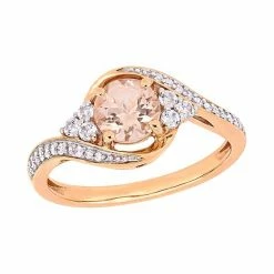 Stella Grace 10k Rose Gold 1/10 Carat T.W. Diamond, Morganite & White Topaz Ring