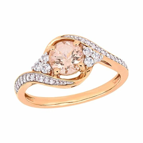 Stella Grace 10k Rose Gold 1/10 Carat T.W. Diamond, Morganite & White Topaz Ring 1 Stella Grace 10k Rose Gold 1/10 Carat T.W. Diamond, Morganite & White Topaz Ring