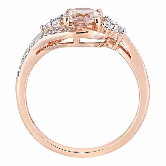 Stella Grace 10k Rose Gold 1/10 Carat T.W. Diamond, Morganite & White Topaz Ring 4 Stella Grace 10k Rose Gold 1/10 Carat T.W. Diamond, Morganite & White Topaz Ring - Image 4