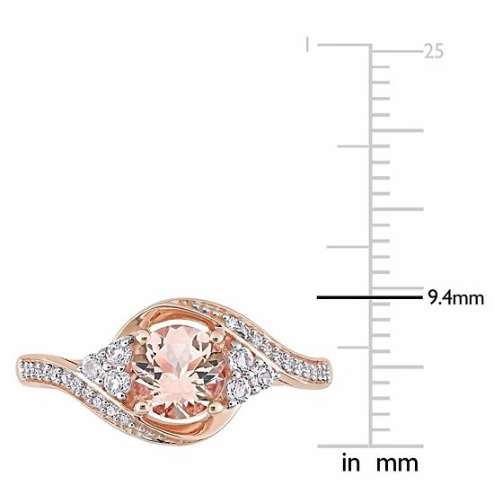 Stella Grace 10k Rose Gold 1/10 Carat T.W. Diamond, Morganite & White Topaz Ring 6 Stella Grace 10k Rose Gold 1/10 Carat T.W. Diamond, Morganite & White Topaz Ring - Image 6