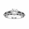 Stella Grace 10k White Gold White Sapphire And 1/4 Carat T.W. Black Diamond Scalloped Ring