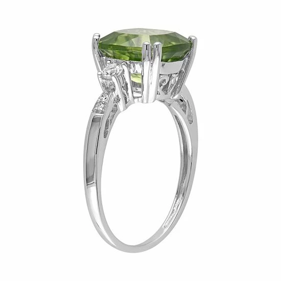 Stella Grace Peridot, Lab-Created White Sapphire & Diamond Accent 10k White Gold Ring 2 Stella Grace Peridot, Lab-Created White Sapphire & Diamond Accent 10k White Gold Ring - Image 2