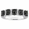 Stella Grace 10k White Gold 1 1/4 Carat T.W. Oval Black Diamond & 1/7 Carat T.W. Lab-Created Moissanite Wedding Band