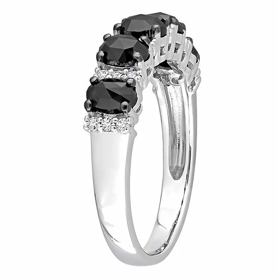 Stella Grace 10k White Gold 1 1/4 Carat T.W. Oval Black Diamond & 1/7 Carat T.W. Lab-Created Moissanite Wedding Band 2 Stella Grace 10k White Gold 1 1/4 Carat T.W. Oval Black Diamond & 1/7 Carat T.W. Lab-Created Moissanite Wedding Band - Image 2