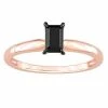 Stella Grace 14k Rose Gold 1/2 Carat T.W. Emerald Cut Black Diamond Solitaire Engagement Ring