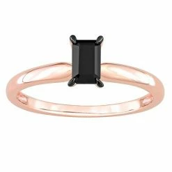 Stella Grace 14k Rose Gold 1/2 Carat T.W. Emerald Cut Black Diamond Solitaire Engagement Ring