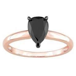 Stella Grace 14k Rose Gold 1 Carat T.W Black Diamond Pear-Shape Solitaire Ring