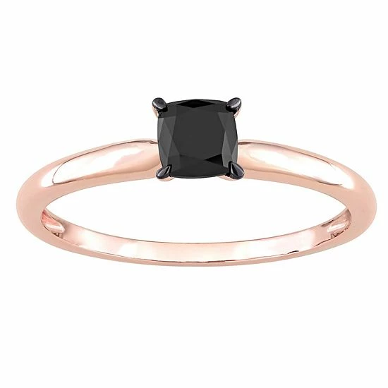 Stella Grace 14k Rose Gold 1/2 Carat T.W Cushion Cut Black Diamond Solitaire Engagement Ring 1 Stella Grace 14k Rose Gold 1/2 Carat T.W Cushion Cut Black Diamond Solitaire Engagement Ring