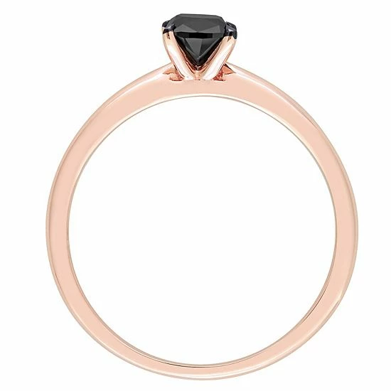 Stella Grace 14k Rose Gold 1/2 Carat T.W Cushion Cut Black Diamond Solitaire Engagement Ring 3 Stella Grace 14k Rose Gold 1/2 Carat T.W Cushion Cut Black Diamond Solitaire Engagement Ring - Image 3