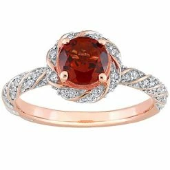 Stella Grace 14k Rose Gold Garnet & 1/4 Carat T.W. Diamond Halo Vintage Ring