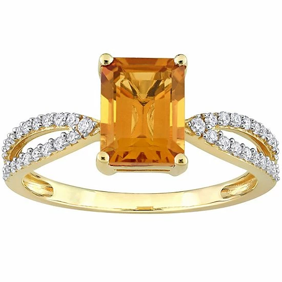 Stella Grace 14k Gold Madeira Citrine & 1/5 Carat T.W. Diamond Bypass Engagement Ring 1 Stella Grace 14k Gold Madeira Citrine & 1/5 Carat T.W. Diamond Bypass Engagement Ring