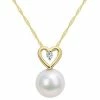 Stella Grace 10k Gold Freshwater Cultured Pearl & Diamond Accent Heart Drop Pendant Necklace