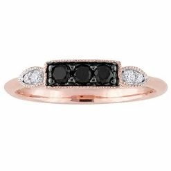 Stella Grace 10k Rose Gold 1/4 Carat T.W. Black & White Diamond 3-Stone Ring