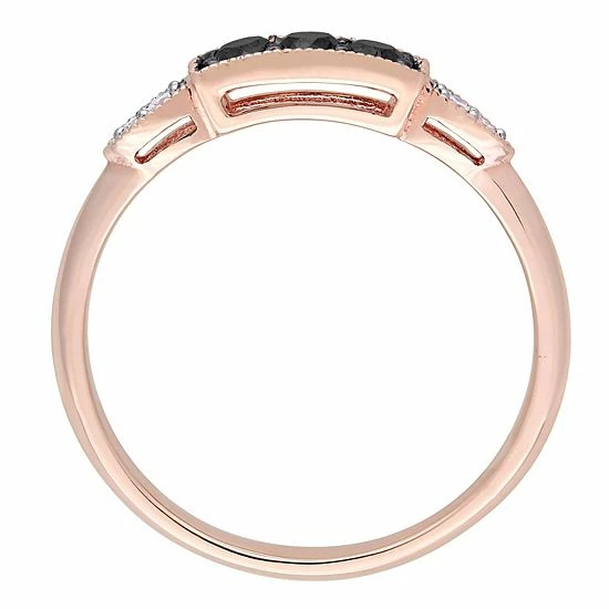Stella Grace 10k Rose Gold 1/4 Carat T.W. Black & White Diamond 3-Stone Ring 2 Stella Grace 10k Rose Gold 1/4 Carat T.W. Black & White Diamond 3-Stone Ring - Image 2