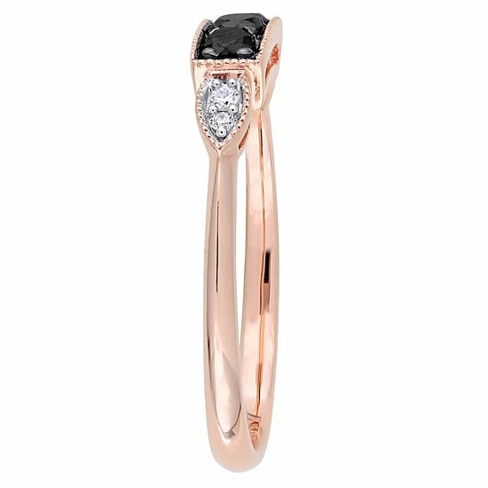 Stella Grace 10k Rose Gold 1/4 Carat T.W. Black & White Diamond 3-Stone Ring 3 Stella Grace 10k Rose Gold 1/4 Carat T.W. Black & White Diamond 3-Stone Ring - Image 3