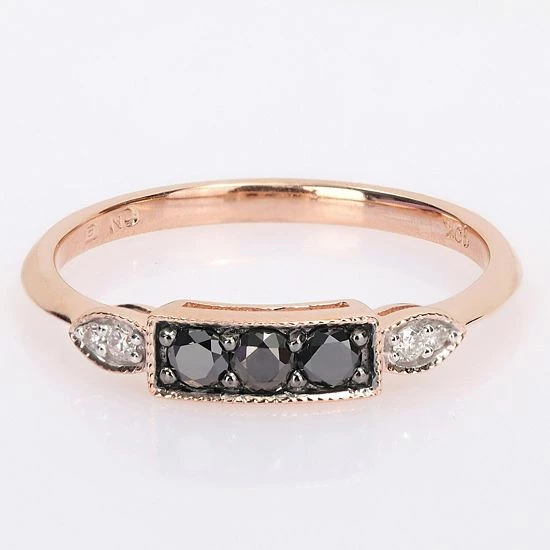 Stella Grace 10k Rose Gold 1/4 Carat T.W. Black & White Diamond 3-Stone Ring 5 Stella Grace 10k Rose Gold 1/4 Carat T.W. Black & White Diamond 3-Stone Ring - Image 5
